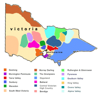 Map of the Victorian Wine Regions